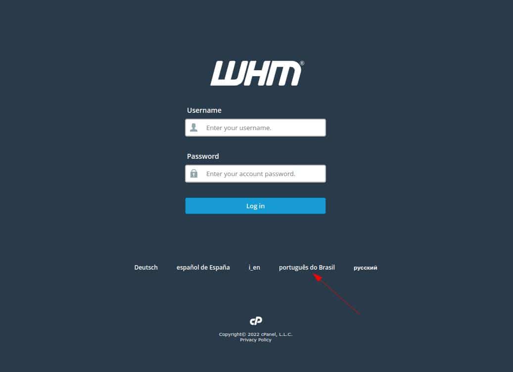 Atualizei o WHM/cPanel para versão 106.0.4 e o idioma Português Brasil sumiu, como resolver