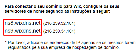 Como apontar um domínio para a Wix