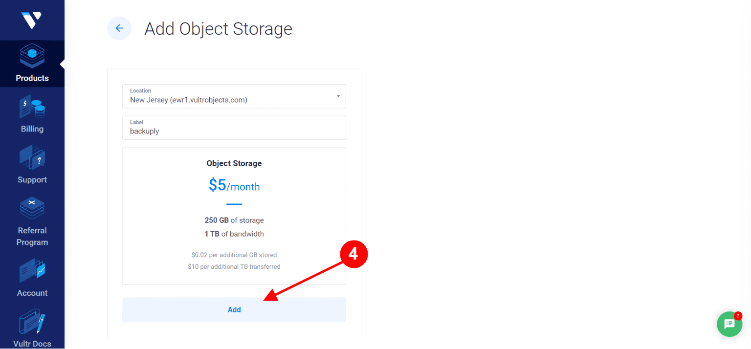 vultr-add-object-storage